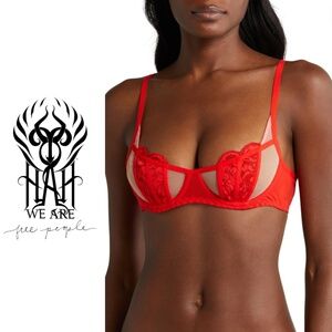 We Are HAH Free People Caged Up Underwire Bra - Blood Orange - C 30-38